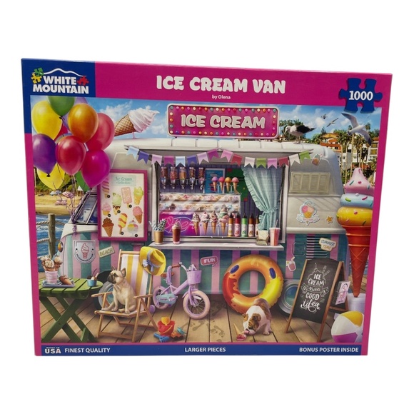 WHITE MOUNTAIN 1000 Piece Puzzle "Ice Cream Van" Jigsaw Puzzle Complete USA - Picture 5 of 6